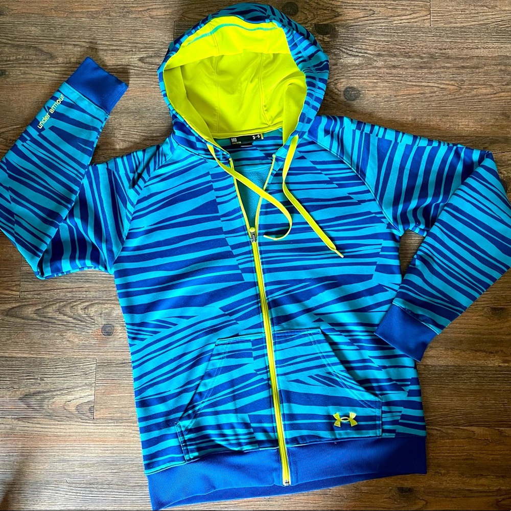 UA Under Armour blue zebra stripe zip hoodie